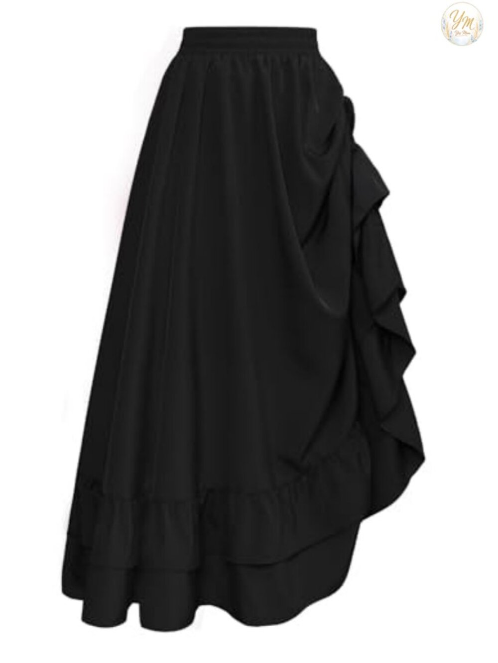 Renaissance Maxi Skirt A-Line High Waist Ruffle Hem Ankle Length Cosplay